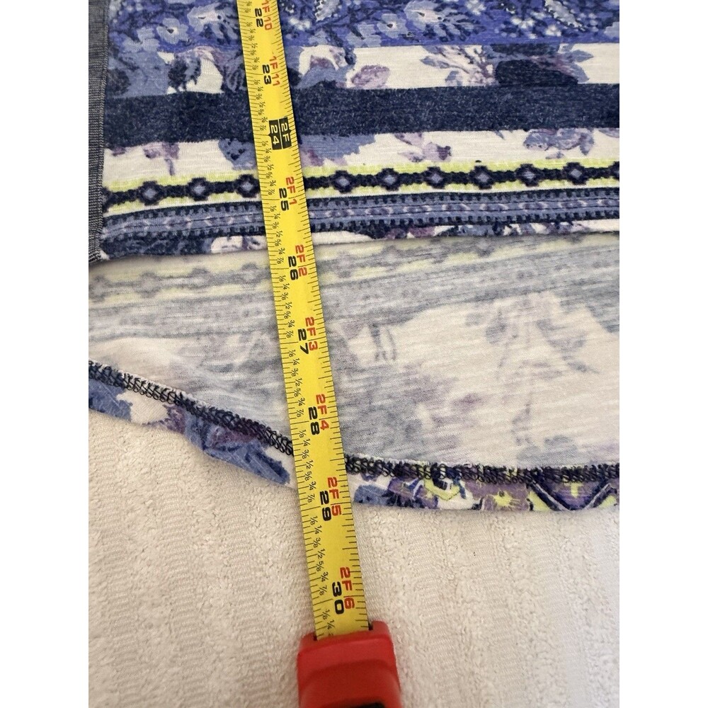 Zenergy by Chico's Large 2 Blue Purple Boho Print Tunic Top Long Sleeve - Picture 10 of 15